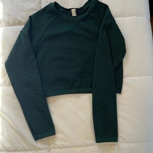 Offline/Aerie Dark Green+ Navy Waffle Knit Workout Top